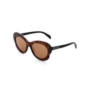 EMILIO PUCCI Havana 54mm Round Sunglasses